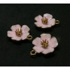 Pendentifs, breloques émaillées forme Fleur 3D, coloris ROSE,  métal Doré coloris 01