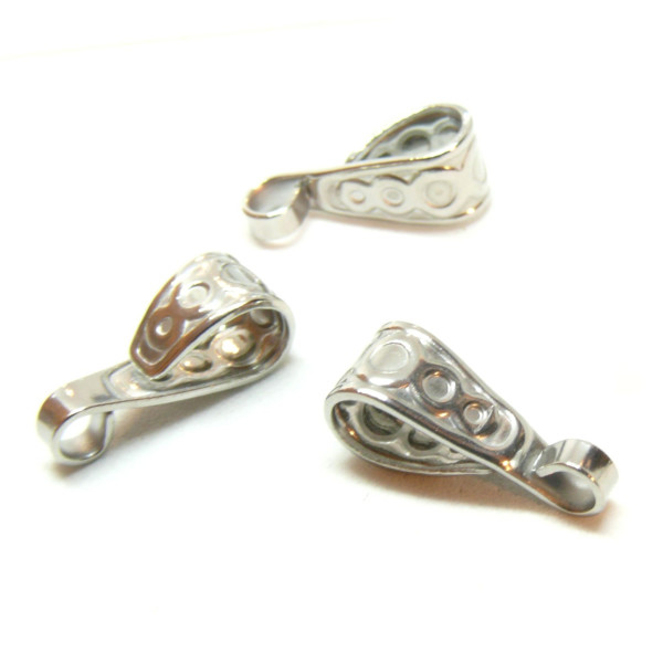 Bélières, attache pendentif  8 par 4.5 mm, Acier Inoxydable 304 finition Argenté