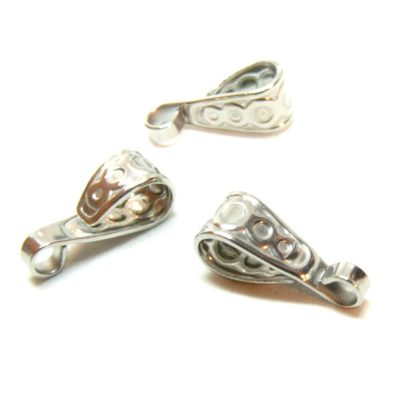 H11E46629P – Lot de 5 ou 10 Bélières Attache Pendentif 8x4.5mm – Acier Inoxydable 304 Argenté