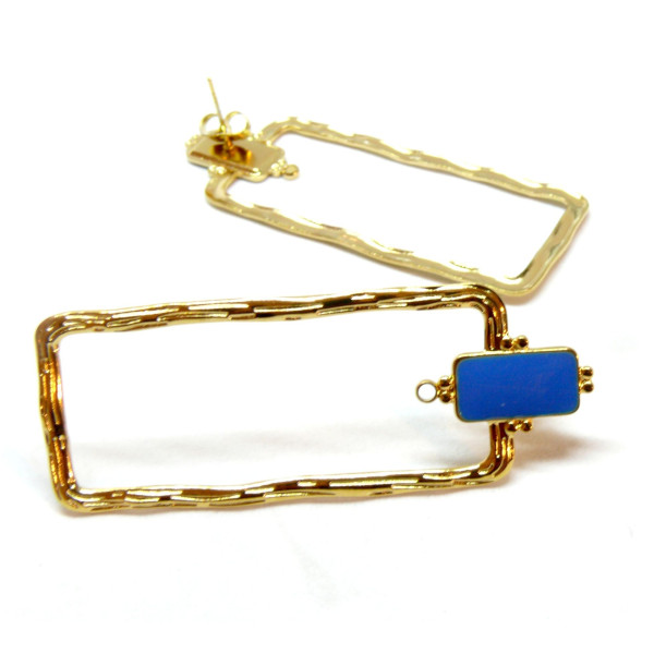 Boucles d'oreille, Puce 55mm avec anneaux d'attache et embouts Poussoirs, Acier Inoxydable 304, finition Doré