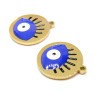 Pendentifs Amulette, Médaille avec Oeil de la protection 15mm, Acier Inoxydable 304 Doré, Placage IONIQUE