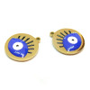 Pendentifs Amulette, Médaille avec Oeil de la protection 15mm, Acier Inoxydable 304 Doré, Placage IONIQUE