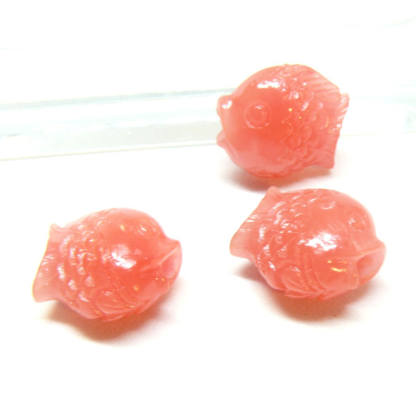 Perles intercalaire Poisson 13.5mm,  Jade teintée