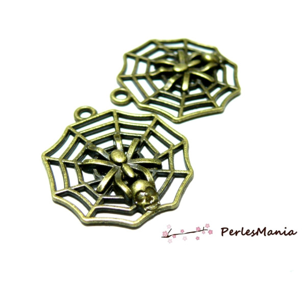PAX 10 pendentifs breloque bronze toile d'araignée  2Y6317 