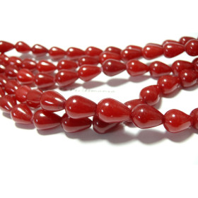 perles intercalaire, jade teinté, forme géométrique, cônes 10 par 14mm, coloris rouge