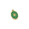 Pendentif, Médaillon Ovale 14 par 23mm, Soleil, résine émaillée VERT, Acier Inoxydable 304, finition Doré