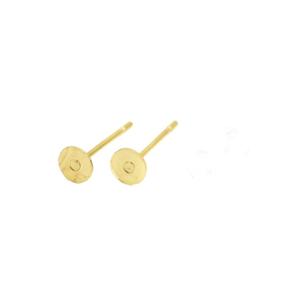 Supports de Boucle d'oreille puce 6 mm, en Acier Inoxydable  304, finition Doré à l'or fin 18K