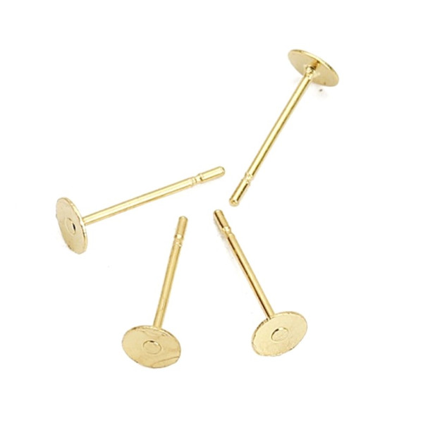 Supports de Boucle d'oreille puce 6 mm, en Acier Inoxydable  304, finition Doré à l'or fin 18K