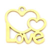 Pendentifs, Love coeur 15 par 14mm,  Acier Inoxydable 304, finition Doré