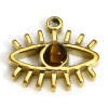 Pendentif grigri, Amulette, Oeil de la protection, Oeil du Tigre 13mm, Acier Inoxydable 304, finition Doré Placage IONIQUE