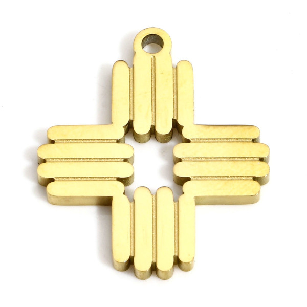 Pendentif Croix moderne 20mm, Acier Inoxydable 304, finition Doré Placage IONIQUE