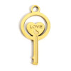 Pendentif Clé avec Coeur, Love 28mm, Acier Inoxydable 316L, finition Doré à l'or fin 18K, Placage IONIQUE