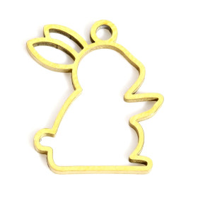 Pendentifs, Pâques,  Lapin 15mm, Acier Inoxydable 316L, finition Doré Placage IONIQUE