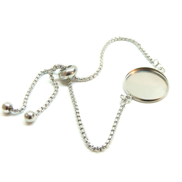 Support de Bracelet 8mm Réglable, Maille Paloma , Acier Inoxydable 304 finition Argent Platine