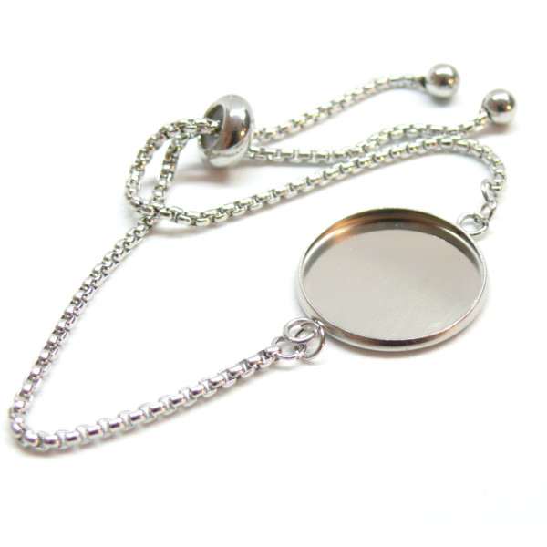 Support de Bracelet  30mm Réglable, Maille Paloma, Acier Inoxydable 304, finition Argent Platine