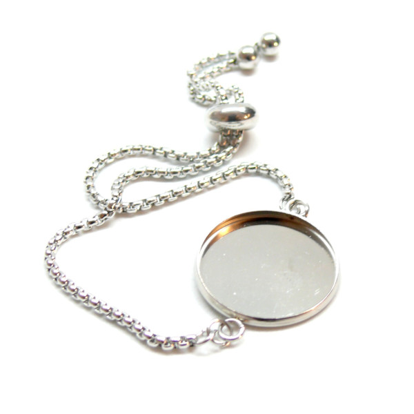 Support de Bracelet  30mm Réglable, Maille Paloma, Acier Inoxydable 304, finition Argent Platine