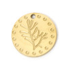 Pendentifs Médaillon avec Plante, tige, Gui 15mm, Acier Inoxydable 304 finition Doré, placage sous vide