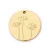 Pendentifs Médaillon avec Fleurs 13mm, Acier Inoxydable 304 finition Doré, placage sous vide