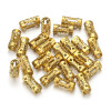 Perles Intercalaires, Tube filigrane 8 par 4mm, Acier Inoxydable 304, finition Doré à l'or fin 18K, Placage sous vide