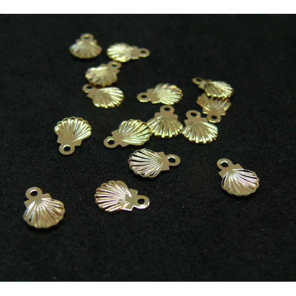 Pendentifs Coquille Saint Jacques 9mm, Acier Inoxydable 304, finition Doré, Placage IONIQUE