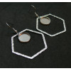 Supports de Boucles d'oreille 12 mm , avec Crochet et Hexagone, Acier Inoxydable 304, finition ARGENT