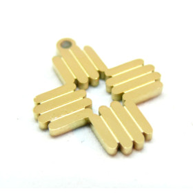 Pendentif Croix moderne 20mm, Acier Inoxydable 304, finition Doré Placage IONIQUE