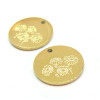 Pendentifs, Médaillon Fleurs 15mm, Acier Inoxydable 304, finition Doré Placage IONIQUE