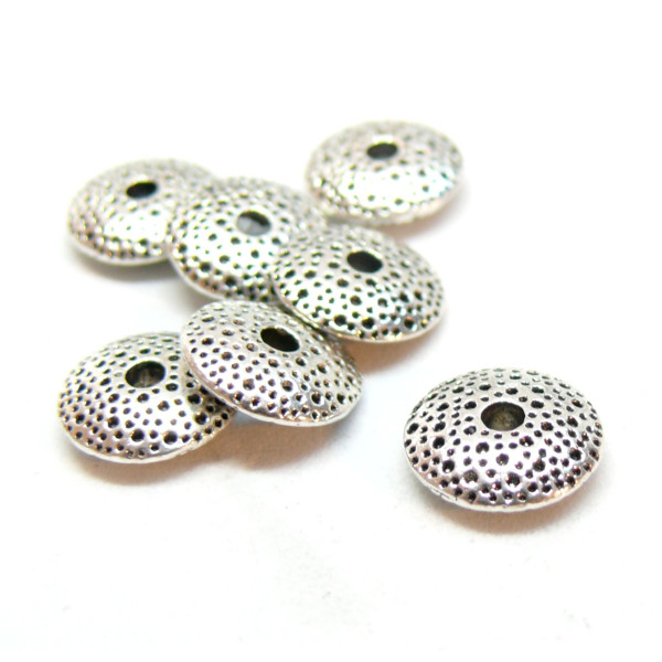 Perles intercalaires rondelles 10 par 3mm, laiton finition Argent Antique