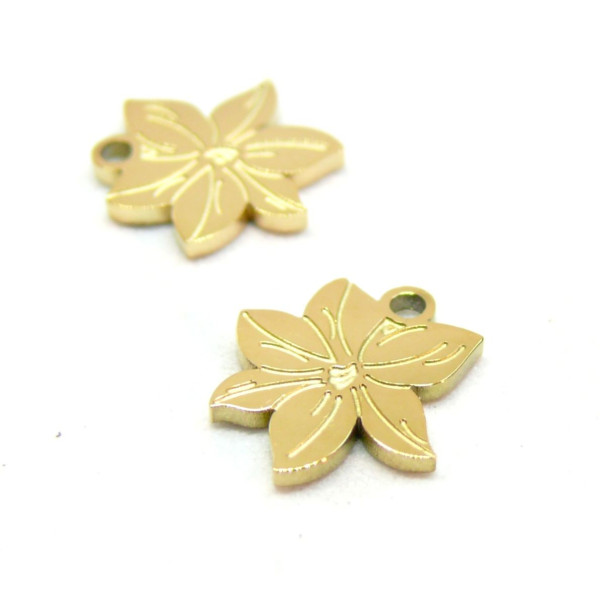 Pendentif Fleur 10mm, Acier Inoxydable 304, finition Doré Placage IONIQUE