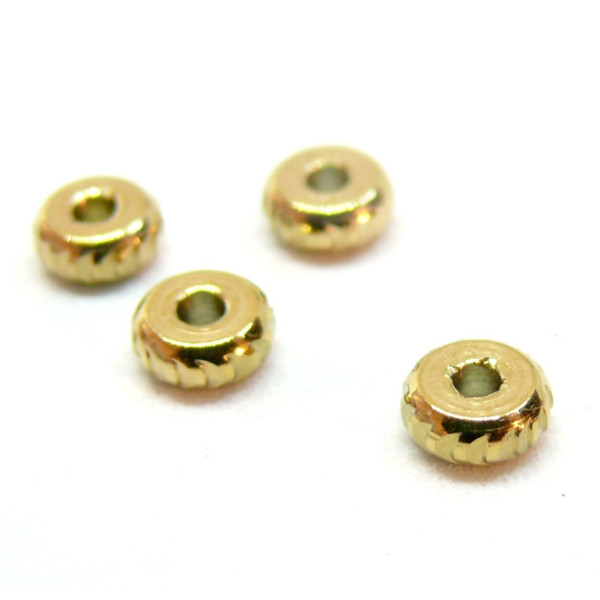 Perles Intercalaires, Rondelles Travaillées 5mm, Acier Inoxydable 304, finition Doré à l'or fin 18K