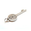 Pendentif avec anneau, Clé avec Aile d'ange et Strass 29mm, Acier Inoxydable 316 Chirurgical, placage Argenté