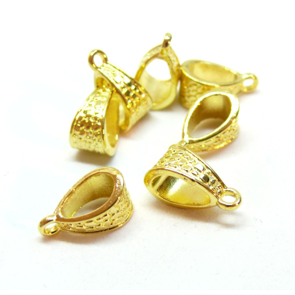 Bélières, attache pendentif martelées métal couleur Doré