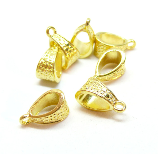 Bélières, attache pendentif martelées métal couleur Doré