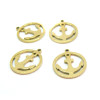 Pendentifs, Médaillon avec Ancre Marine 14mm, Acier Inoxydable 304, finition Doré à l'or fin 18K, Placage PVD