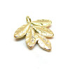 Pendentif, Anneau transversale  Feuille 16mm, Acier Inoxydable Chirurgical 316L, finition Doré à l'or fin 18K, Placage IONIQUE