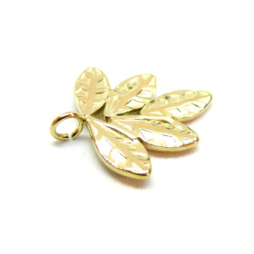 Pendentif, Anneau transversale  Feuille 16mm, Acier Inoxydable Chirurgical 316L, finition Doré à l'or fin 18K, Placage IONIQUE