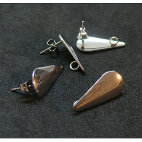 Boucles d'oreilles, Puce Goutte 20mm, avec anneau d'attache et embouts, Acier inoxydable 304, finition Argenté