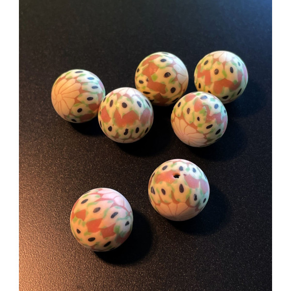 Perles en pâte polymère 15mm, DIY pour création de bijoux