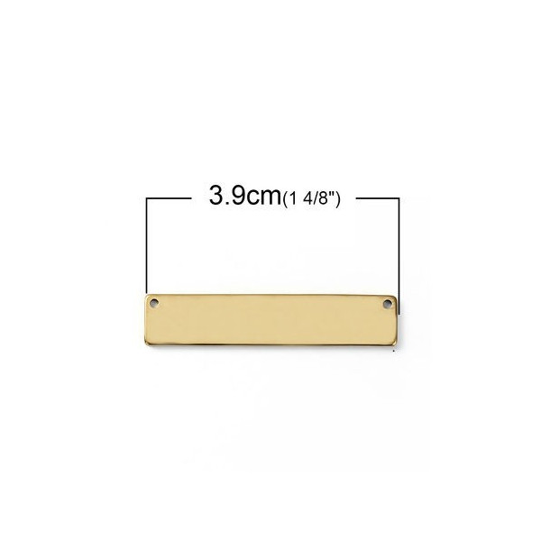 Connecteurs Rectangle 39mm Plaque à personnaliser avec poinçons Acier Inoxydable 304 finition Doré