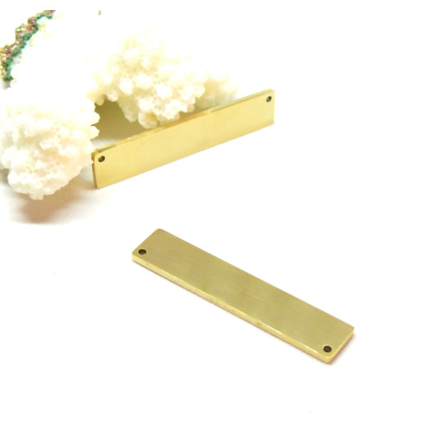 Connecteurs Rectangle 39mm Plaque à personnaliser avec poinçons Acier Inoxydable 304 finition Doré
