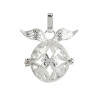 Pendentif Cage et Perle Bola Nature Harmony Grossesse Ailes d'ange 18mm, finition Argent Platine