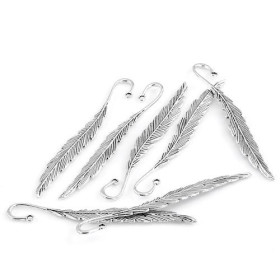 Marques pages TIGE Plumes  11.5cm, métal finition Argent Antique