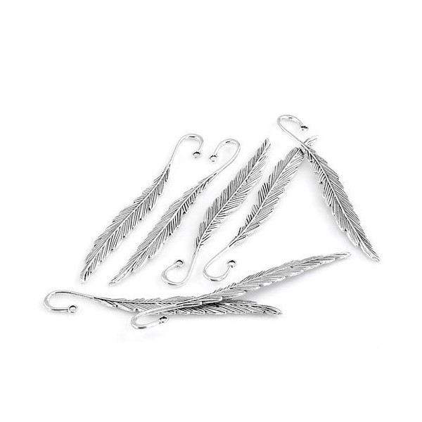 Marques pages TIGE Plumes  11.5cm, métal finition Argent Antique
