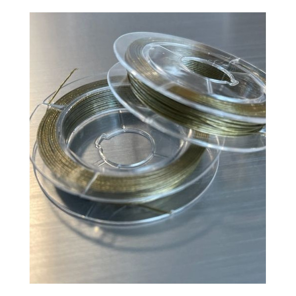 Bobines de Fil Nylon & Acier Inoxydable 0.38 mm – 10 mètres – Finition Doré Ambre