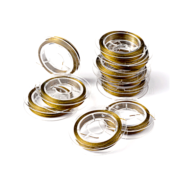 Bobines de Fil Nylon & Acier Inoxydable 0.38 mm – 10 mètres – Finition Doré Ambre