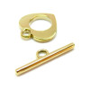 set Fermoir Barre,  T-Toggle forme Cœur, Acier Inoxydable 304 finition Doré à l'or fin 18K, Placage IONIQUE