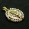 Pendentif Religieux, Vierge entourée de perles, acier Inoxydable Chirurgical 316 finition Doré