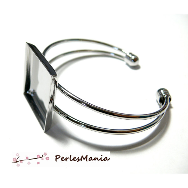 Support de bracelet CARRE 20mm, laiton finition ARGENT PLATINE