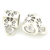 Bélières Tube avec Fleur, Métal finition Argent Antique