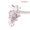H11PW000805P – Lot de 1 Pendentif Cage Bola de Grossesse Chouette Hibou 18mm Argent Platine